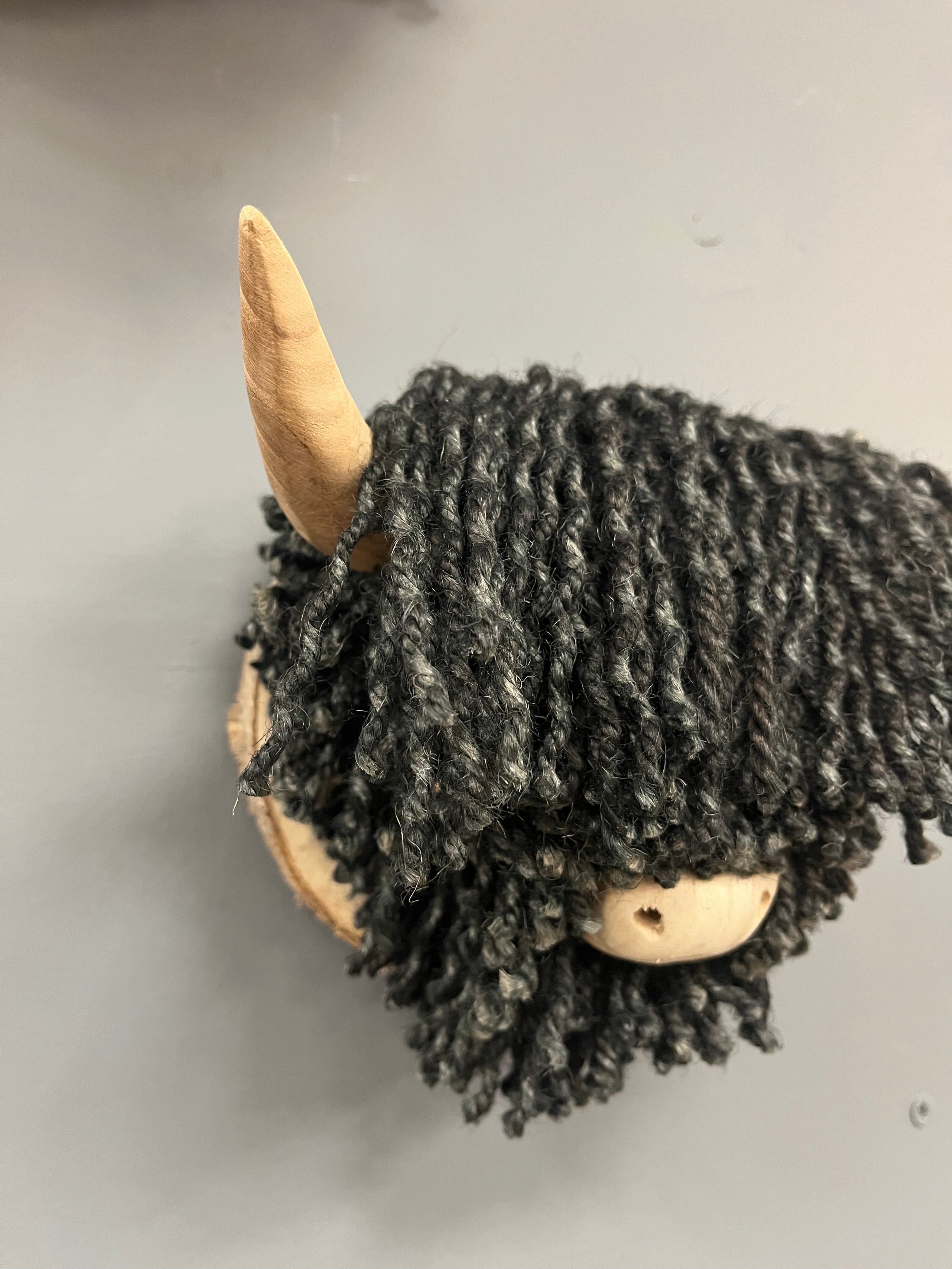Mini Wall Mounted Highland Cow Black