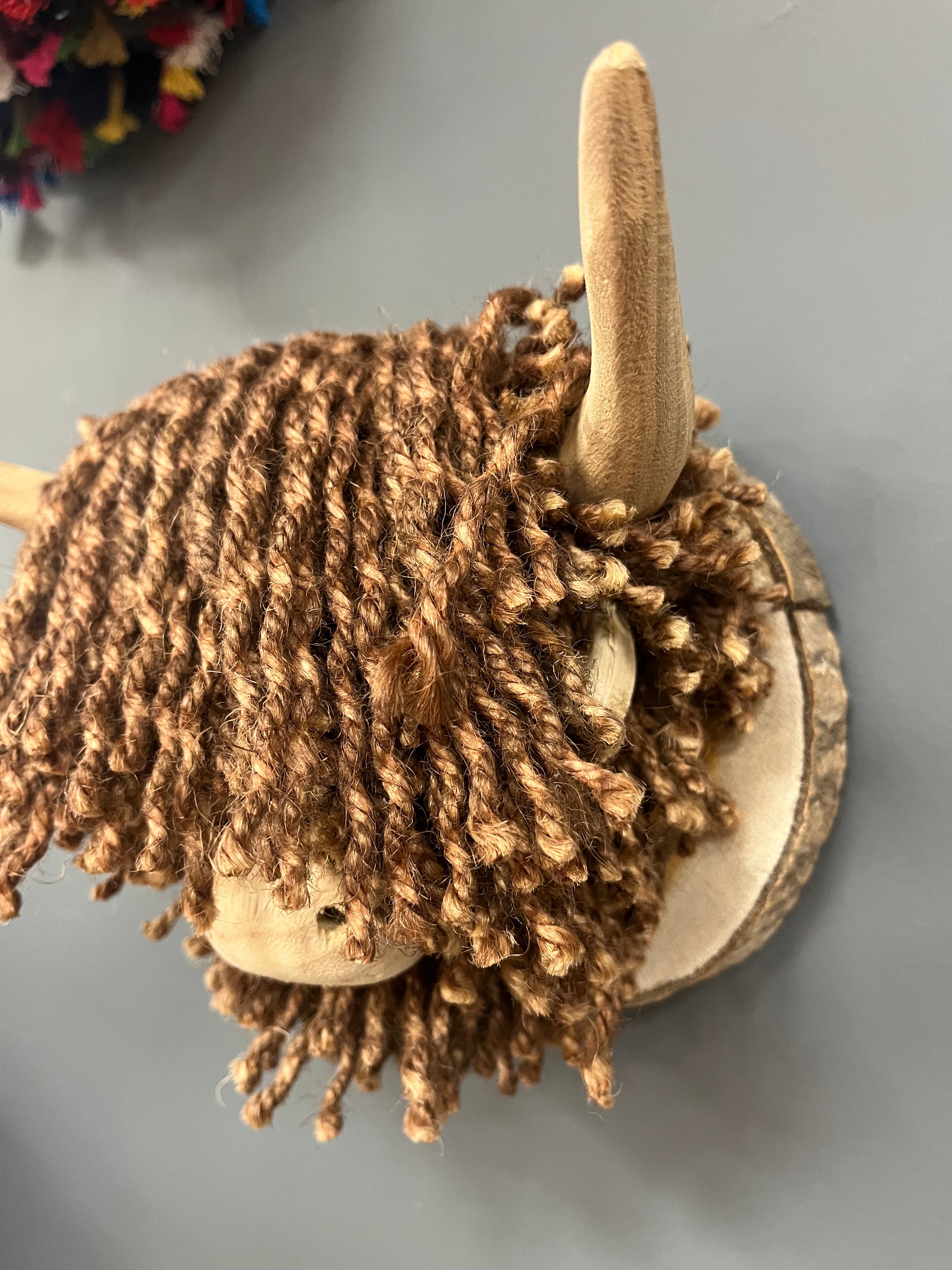 Mini Wall Mounted Highland Cow Brown