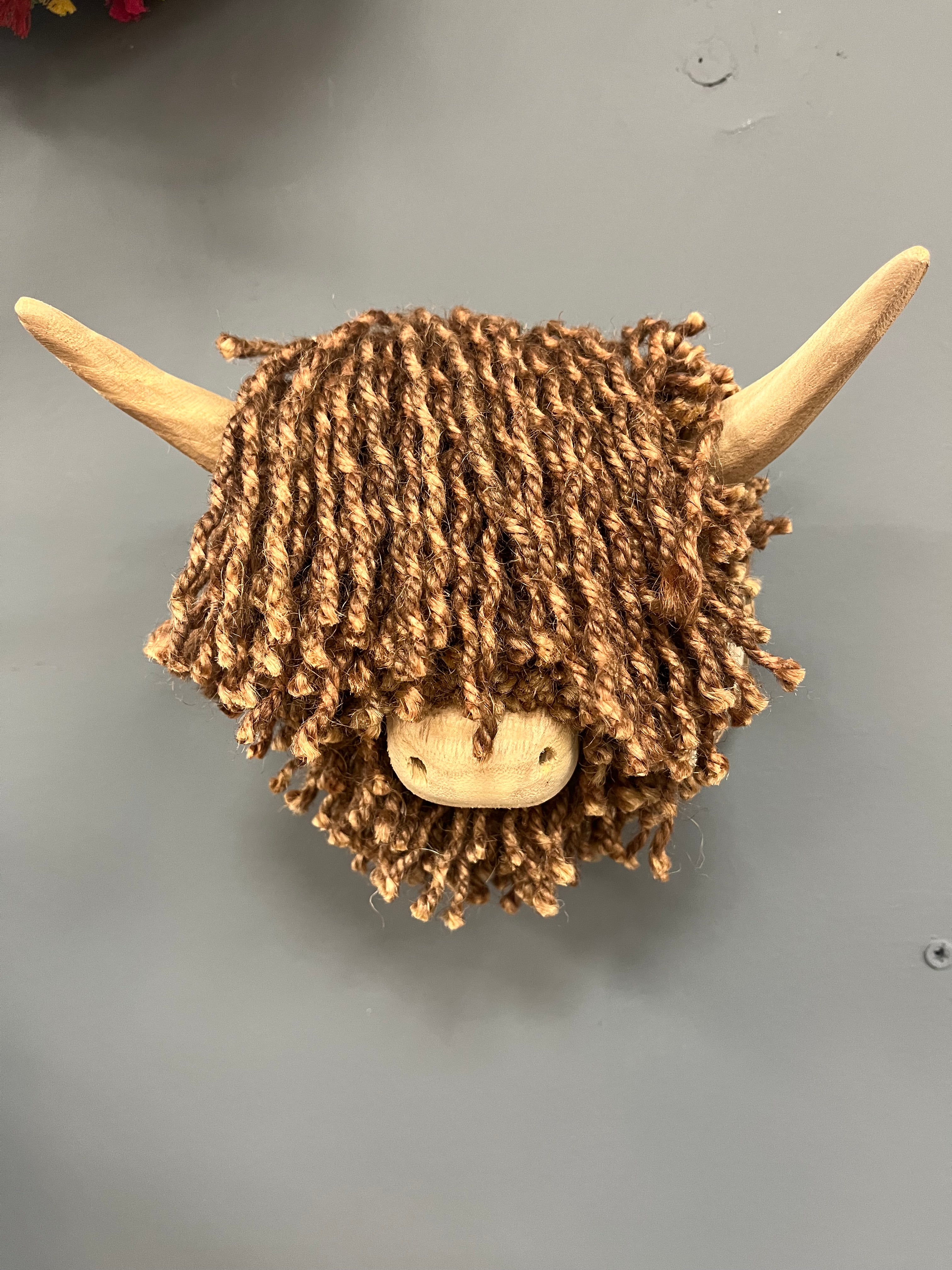 Mini Wall Mounted Highland Cow Brown