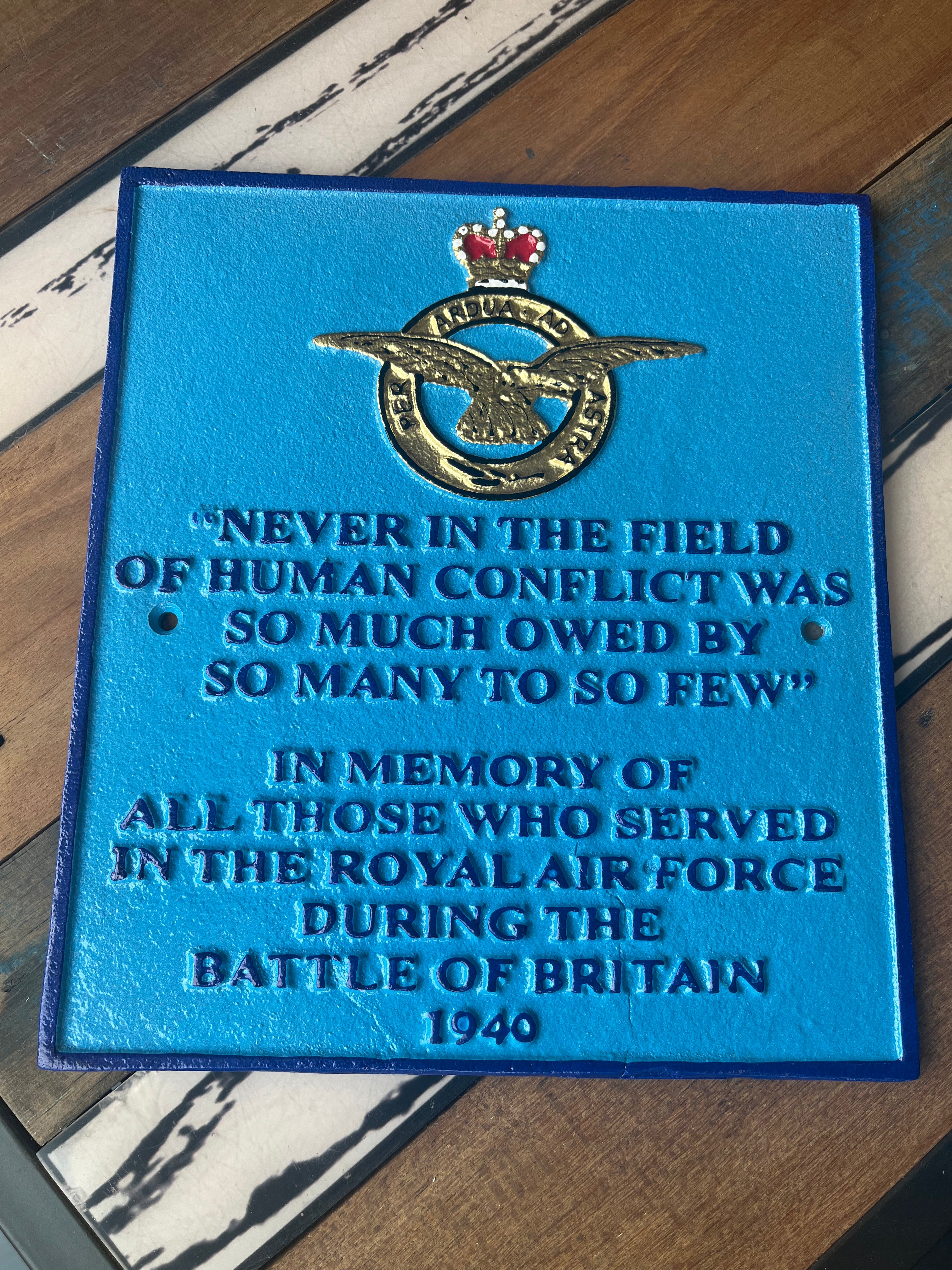 Battle of Britain Sign in Blue
