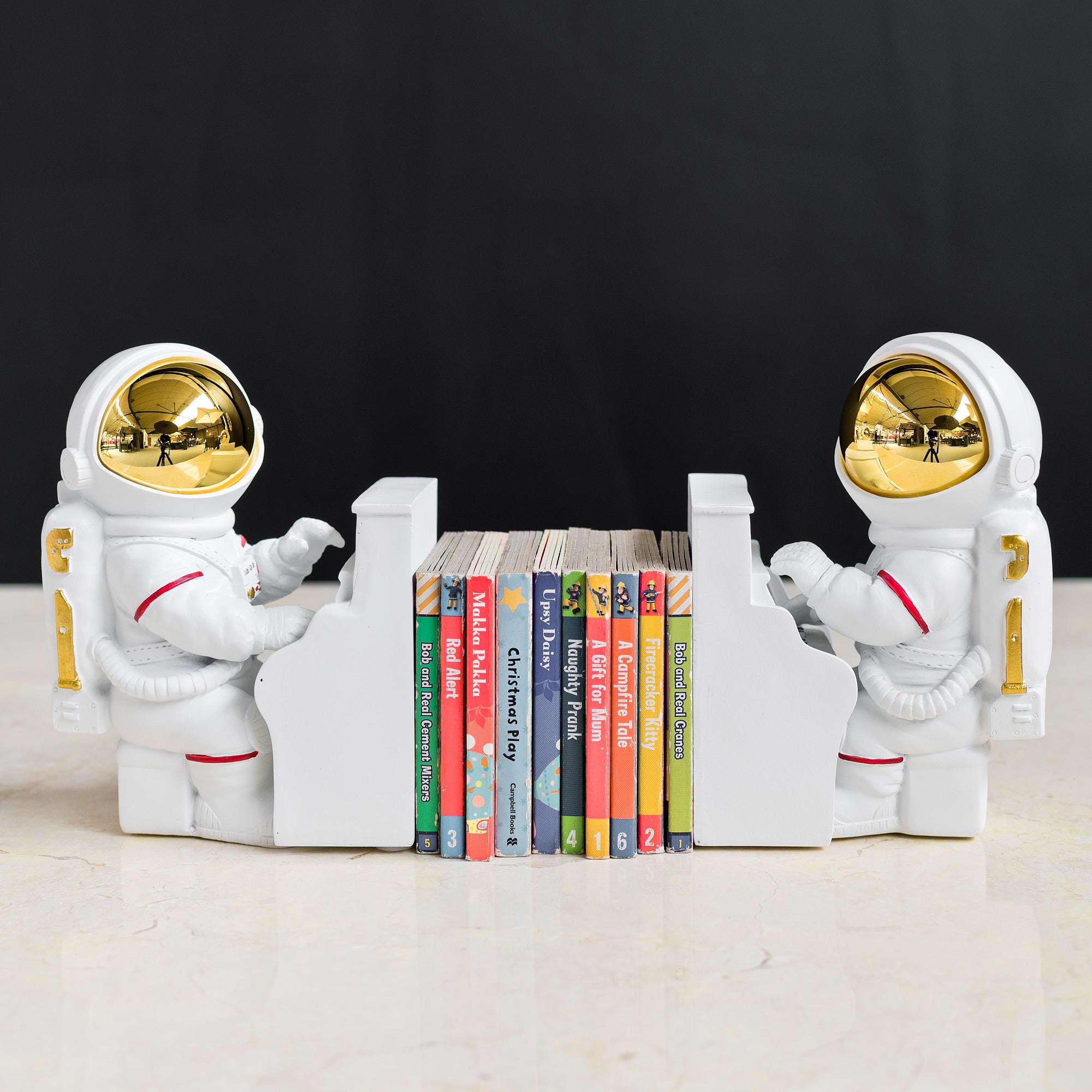 Piano Playing Astronaut Book Ends