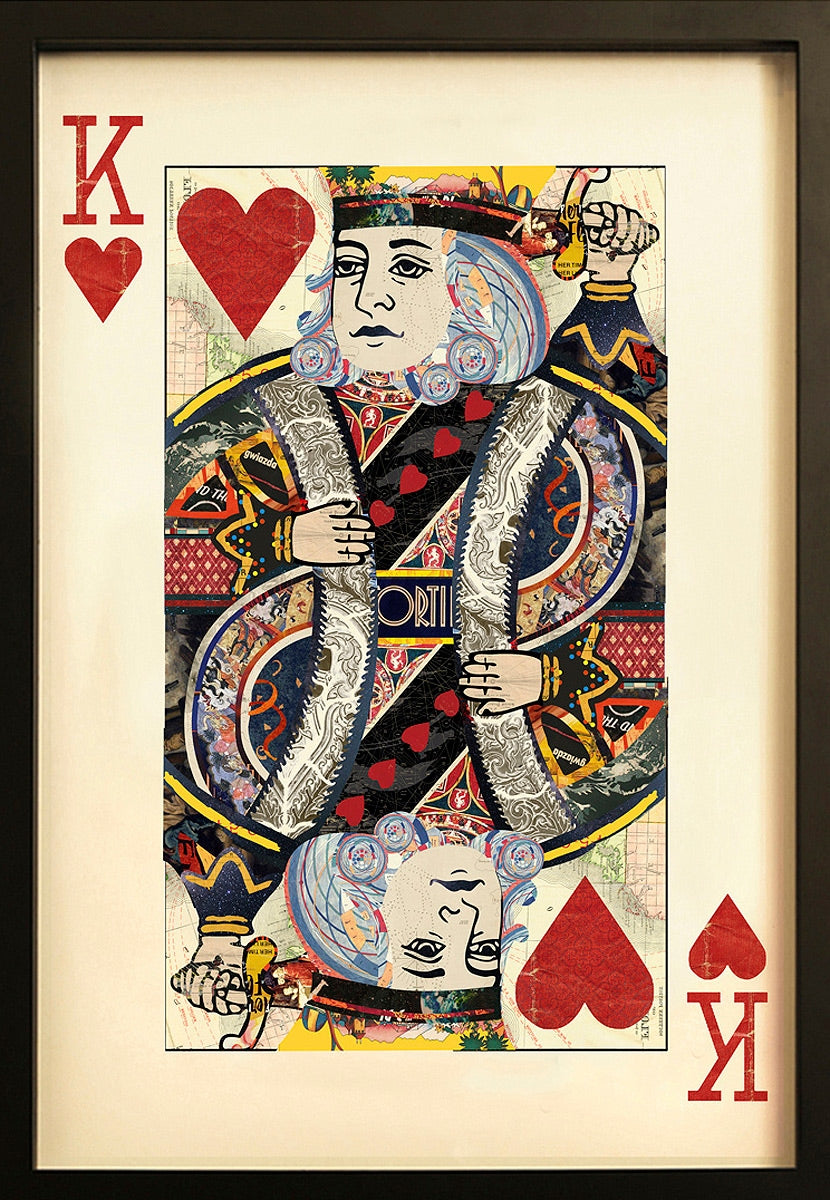 King of Hearts Playing Card Collage Wall Art