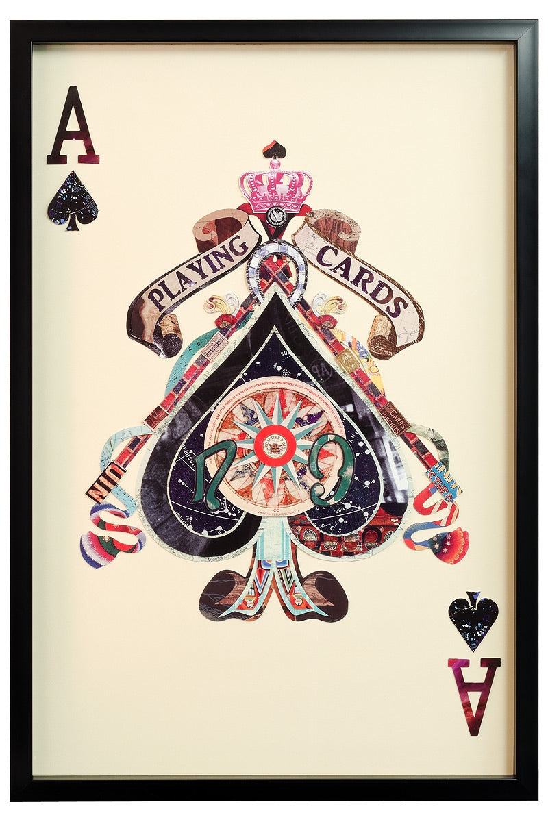 Ace of Spades Playing Card Collage Wall Art