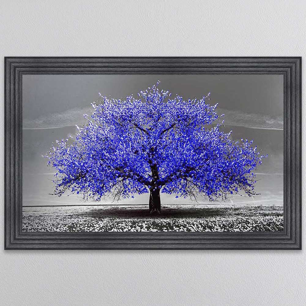 NAVY CHERRY TREE FRAMED WALL ART