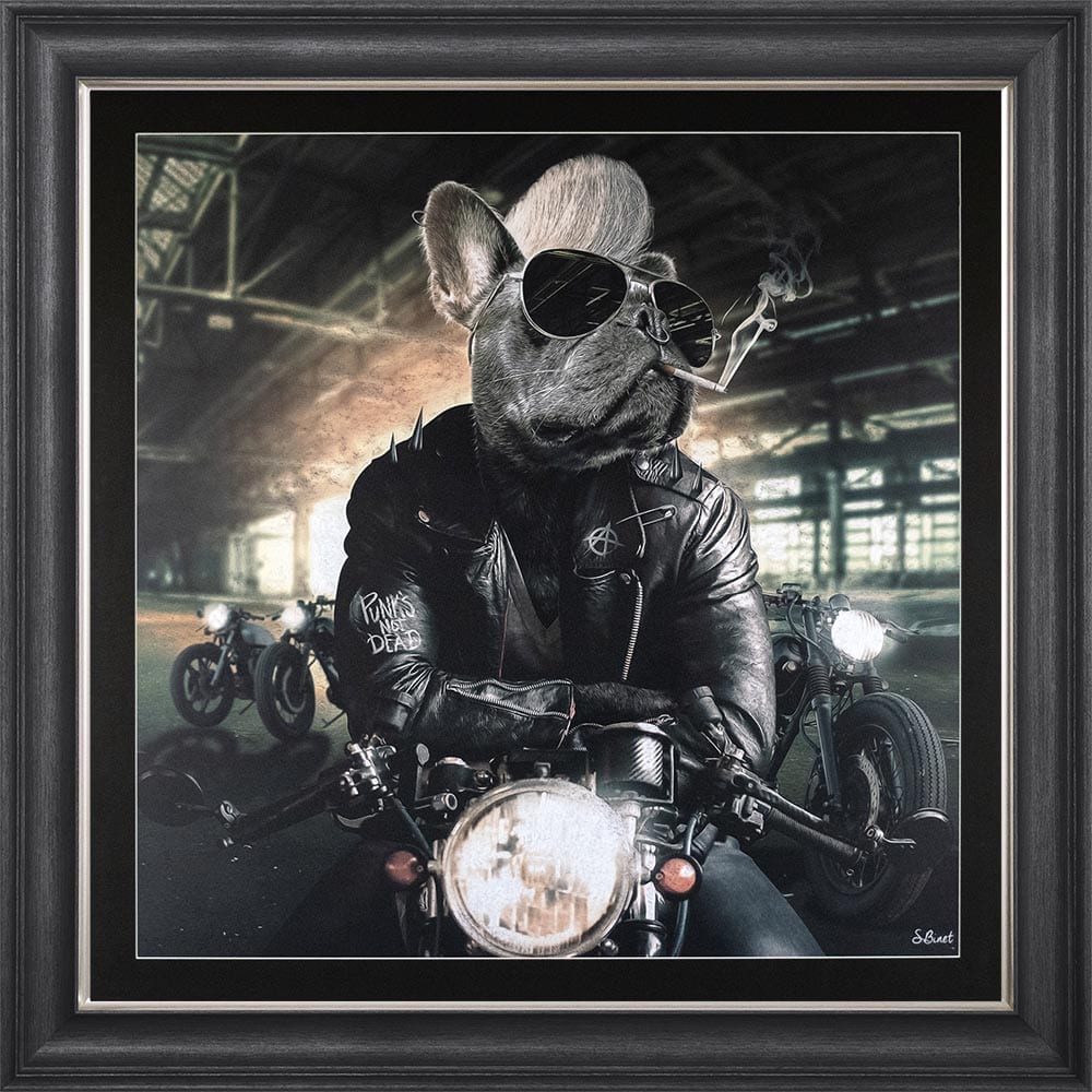 MOTORBIKE FRENCHIE FRAMED WALL ART