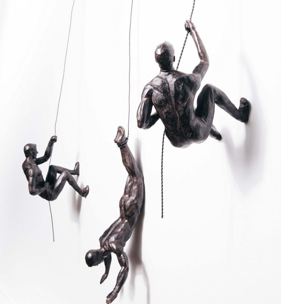 CLIMBING MEN TRIO – BRONZE COLOUR SCULPTURES