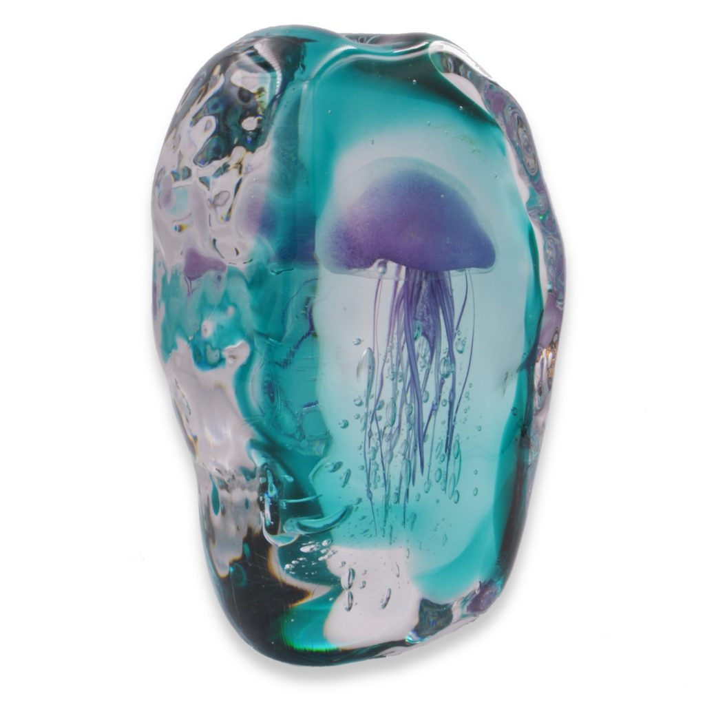 PINK/GREEN JELLYFISH IN ICE PAPERWEIGHT