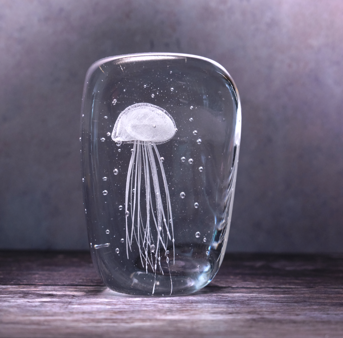 WHITE JELLYFISH IN ICE PAPERWEIGHT