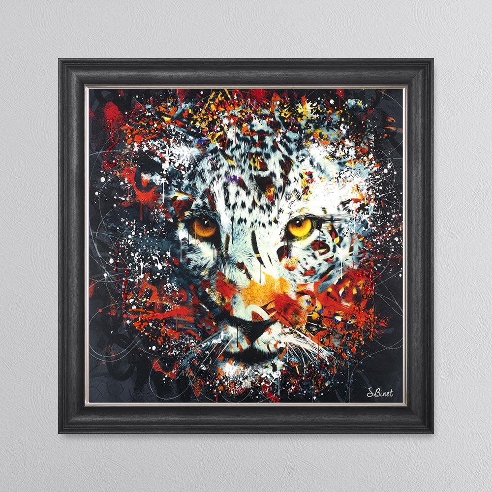 COLOUR SNOW LEOPARD FRAMED WALL ART