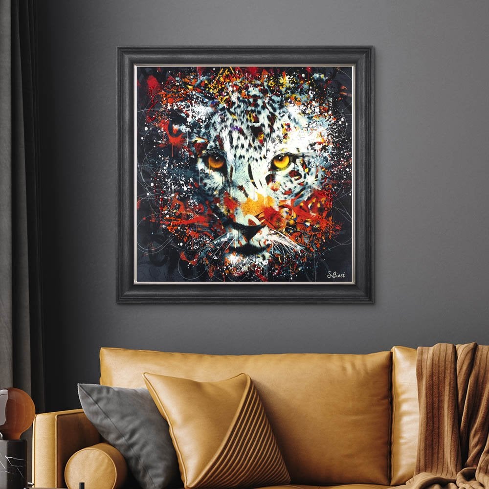 COLOUR SNOW LEOPARD FRAMED WALL ART