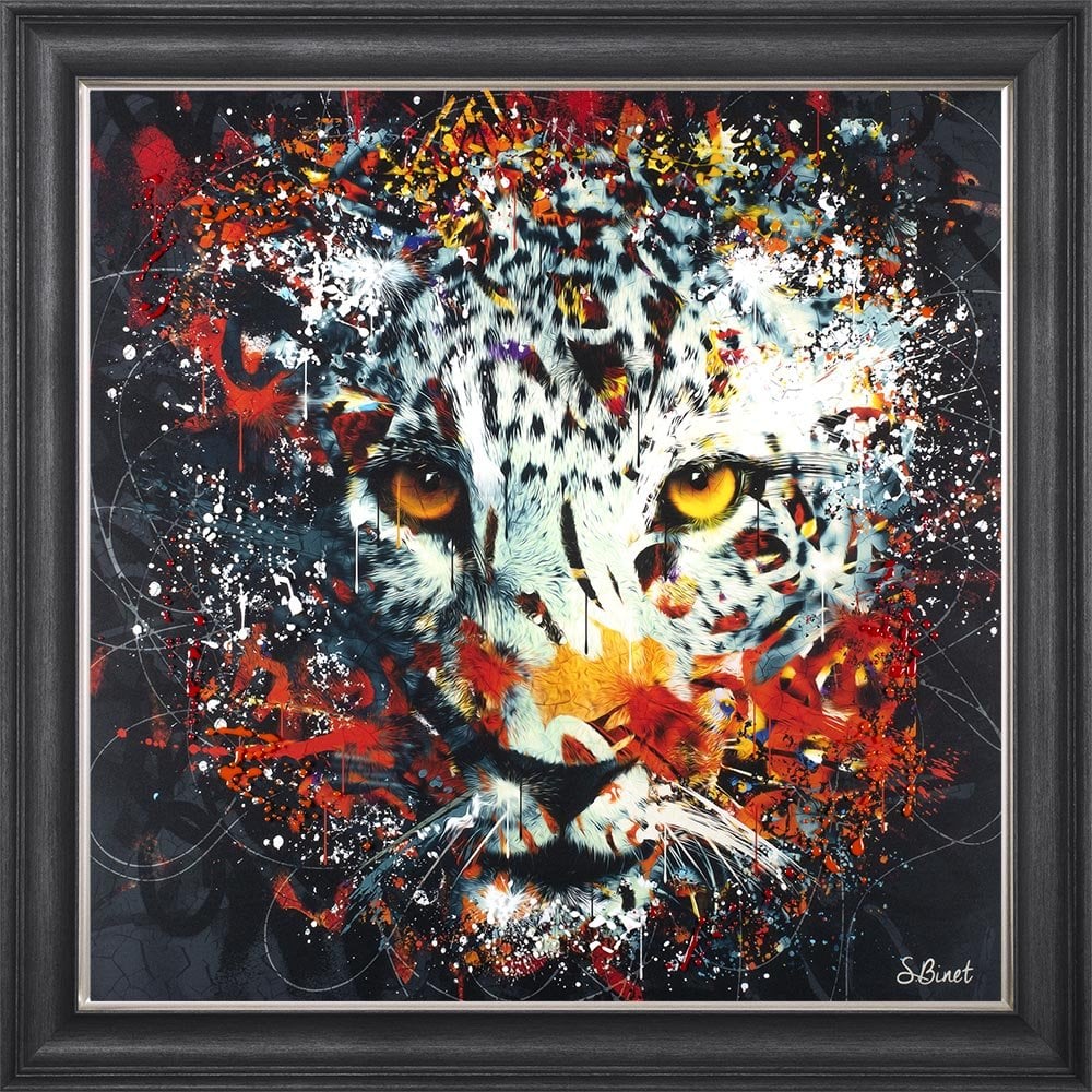 COLOUR SNOW LEOPARD FRAMED WALL ART