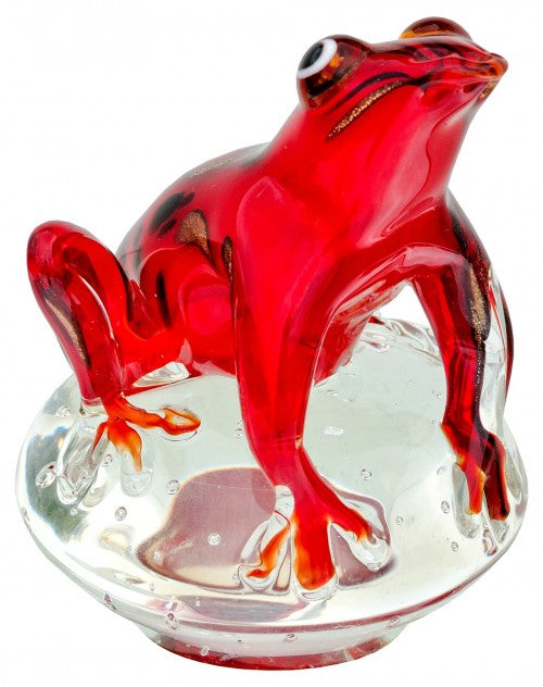 Red Jungle Frog Glass Paperweight