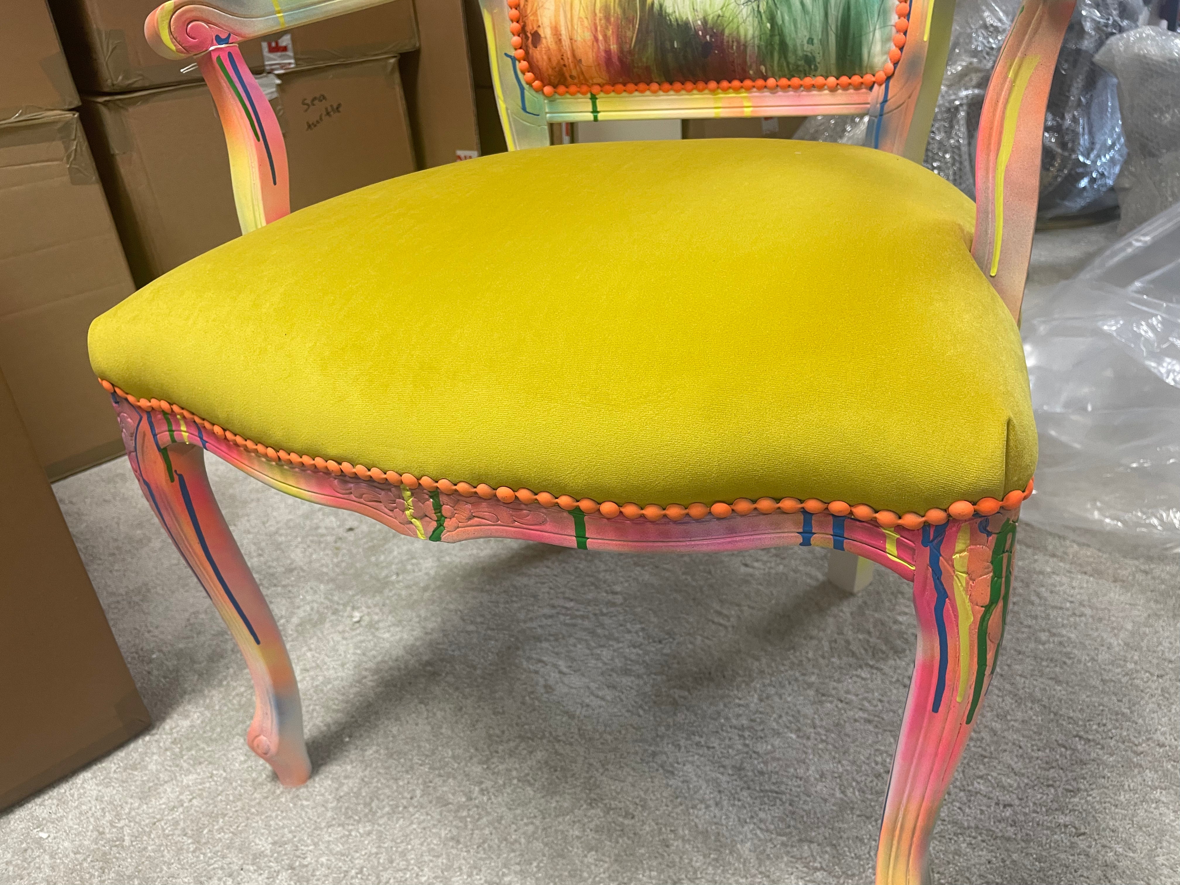 Yellow Lion Graffiti Chair with arms