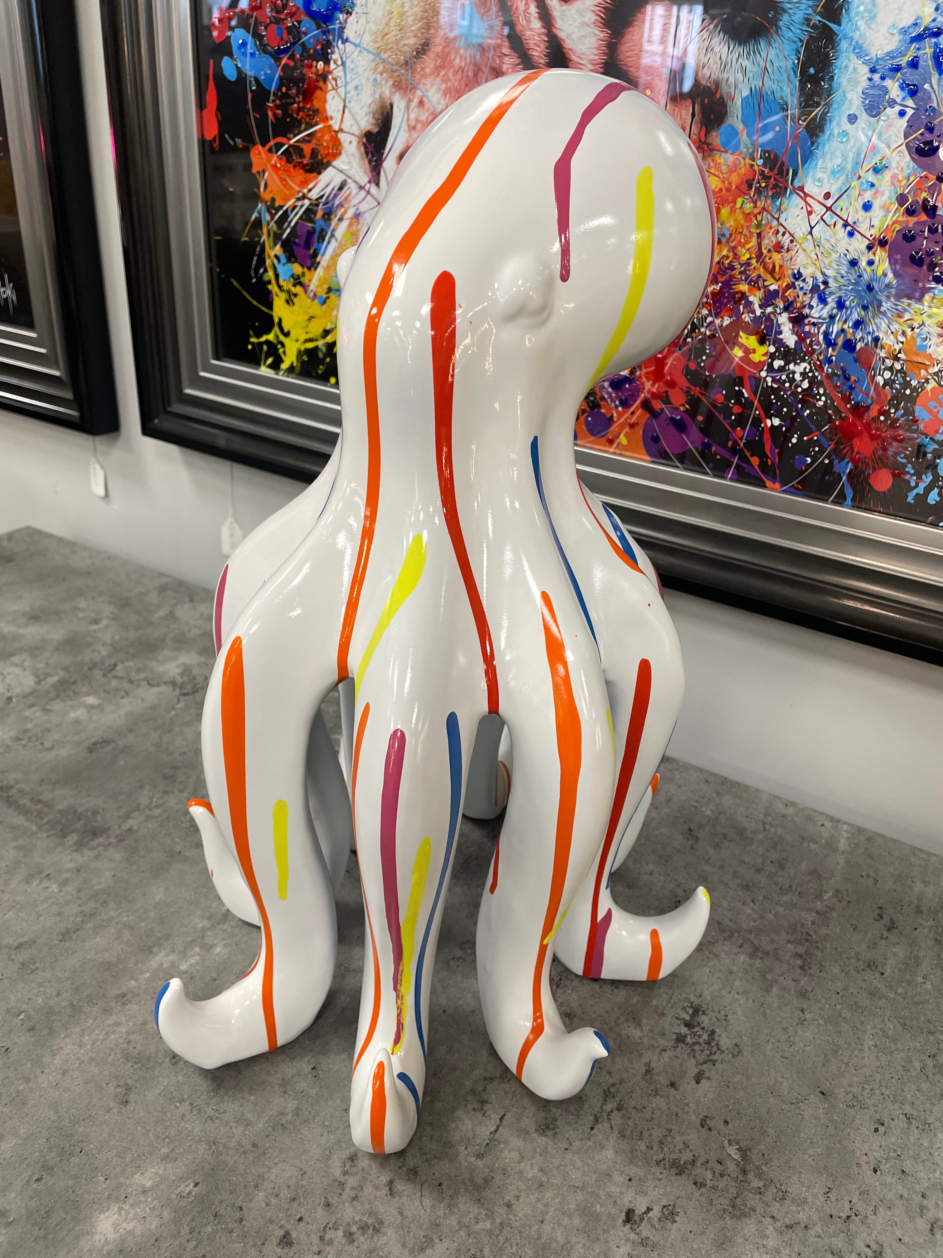 Ceramic white dripping paint Octopus