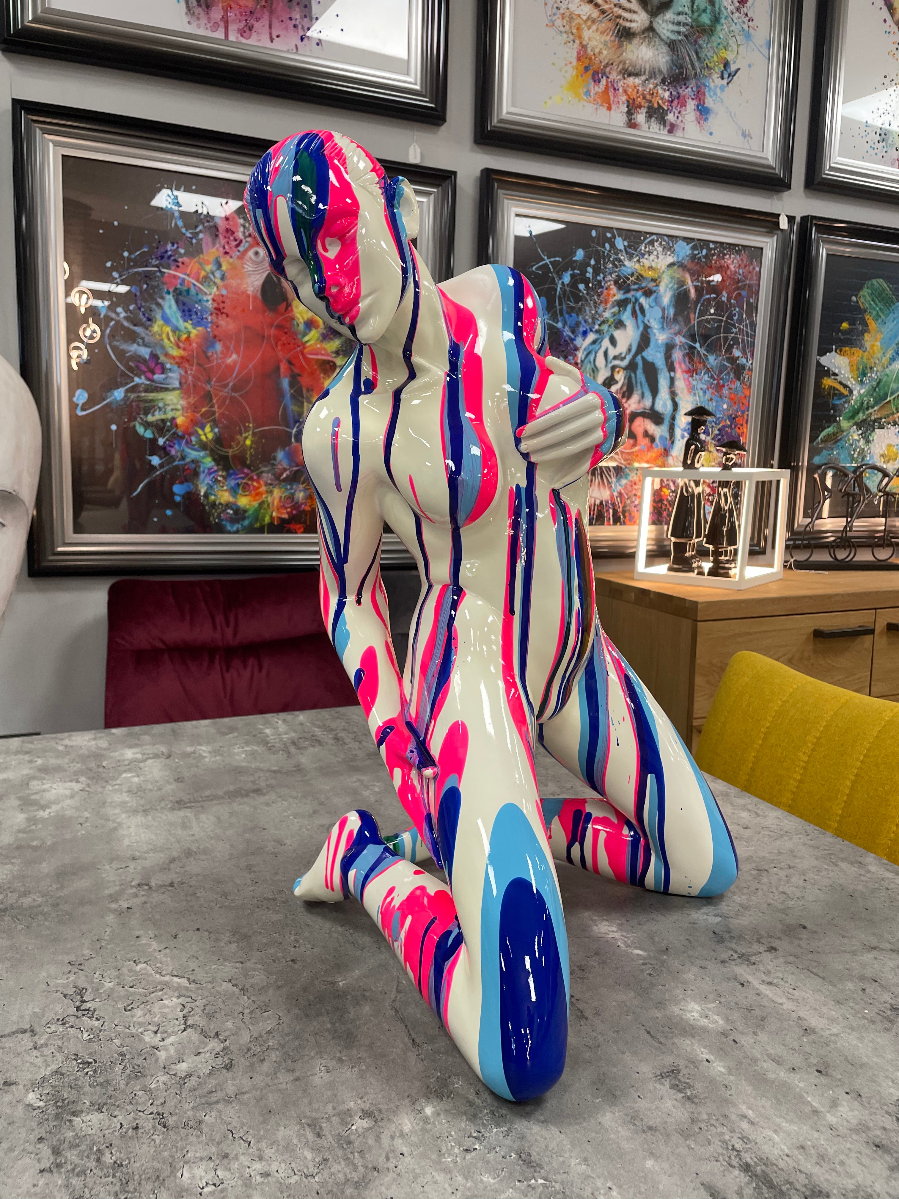 Pink and Blue Lady Sculpture