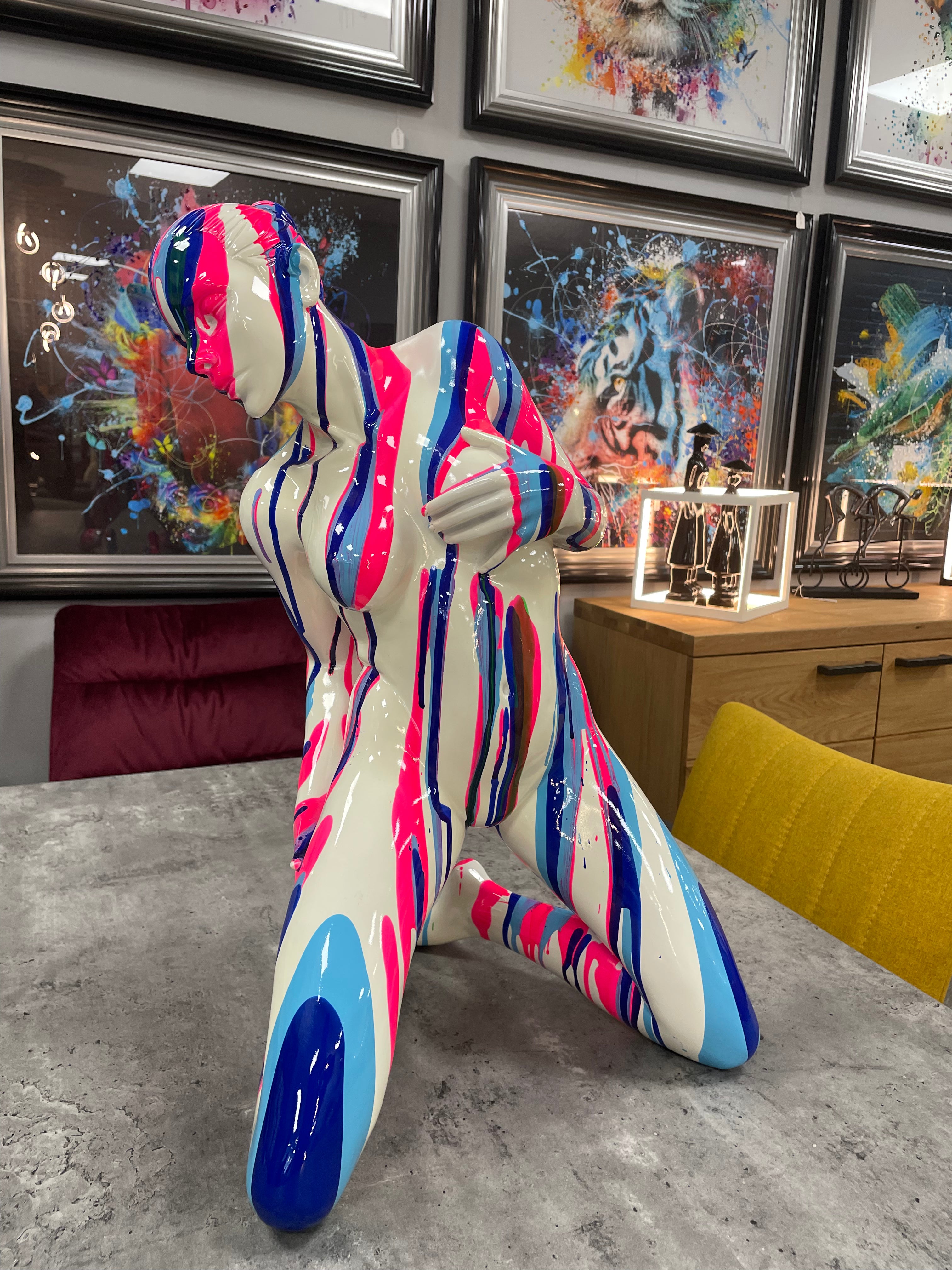 Pink and Blue Lady Sculpture