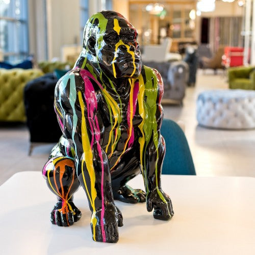 Painted Gorilla Statuette - Black