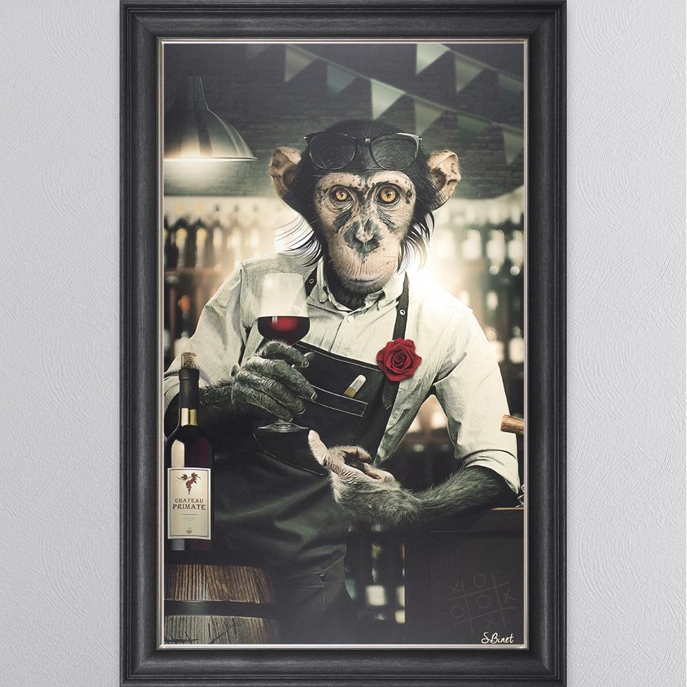 WINE MONKEY FRAMED WALL ART