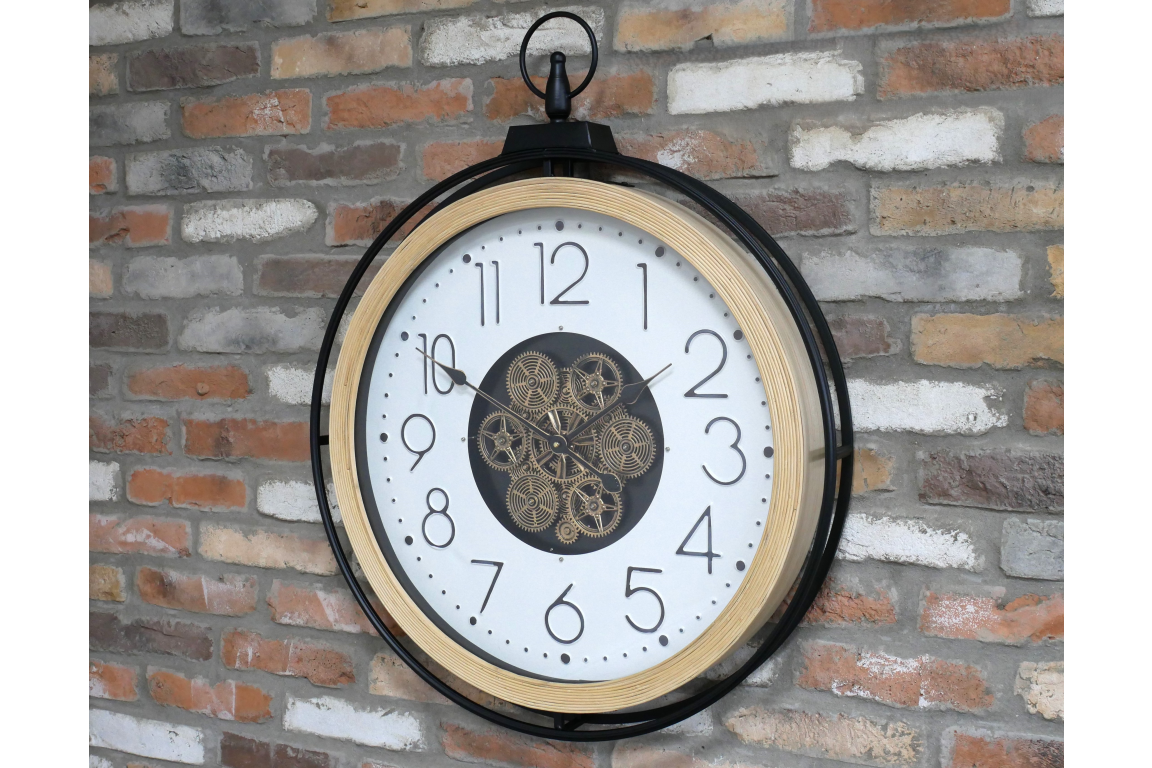 Clock With Cogs White Backround