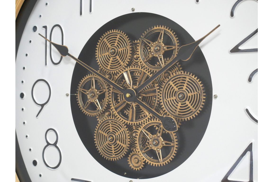 Clock With Cogs White Backround