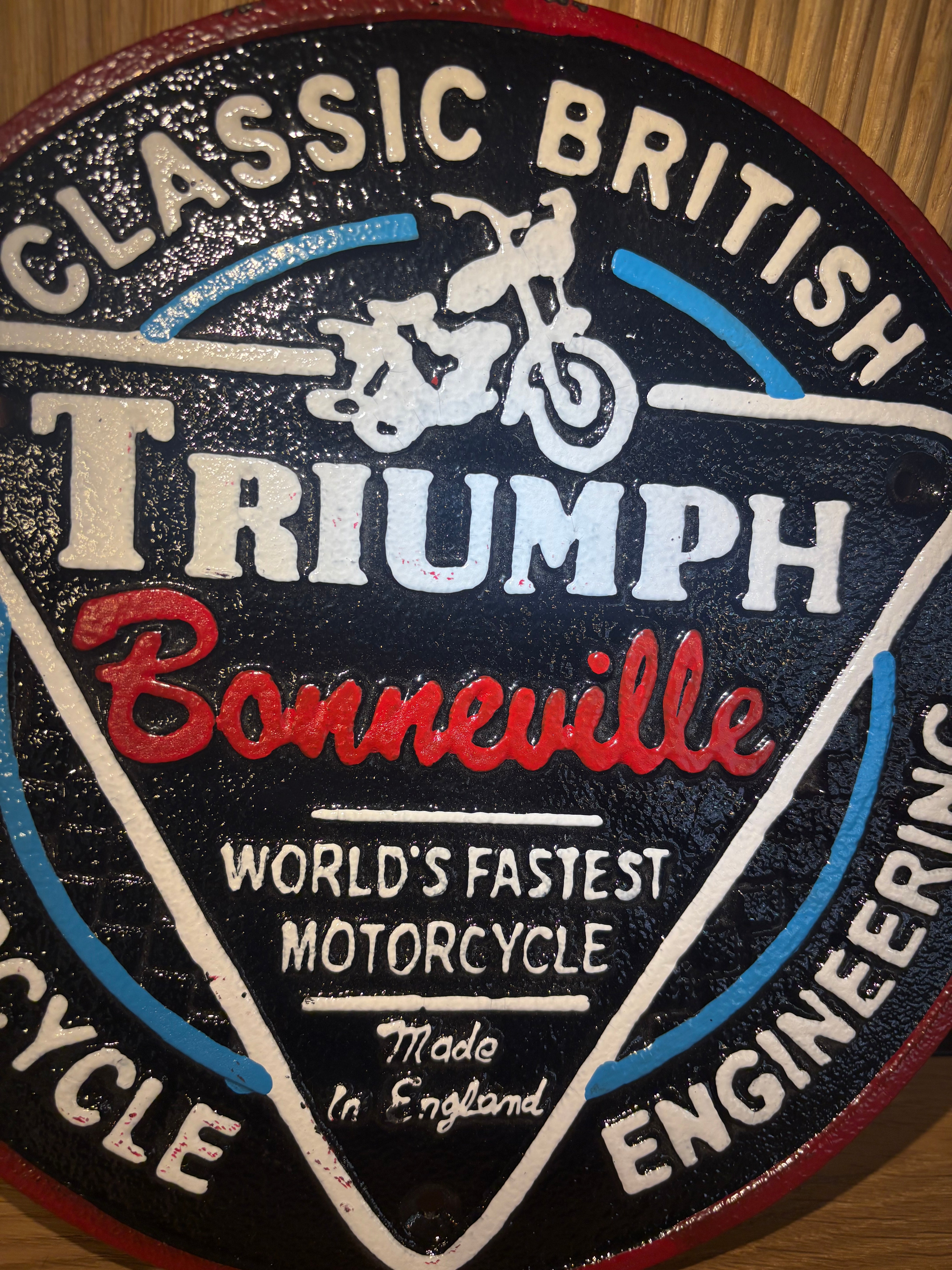 Triumph Motorcycle Wall Plaque Round