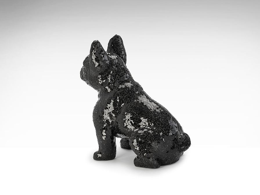 Broken Black Glass Bulldog Sitting