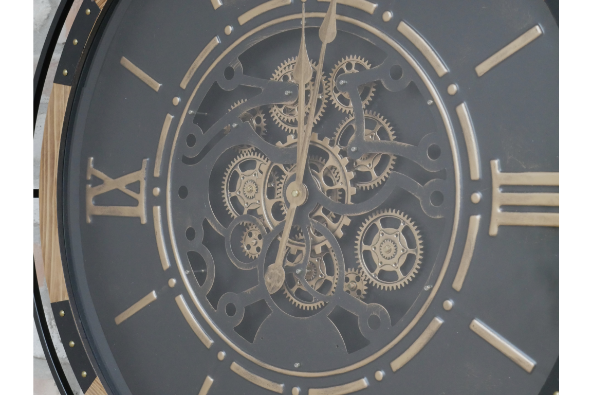 Clock With Cogs metal and wood finish