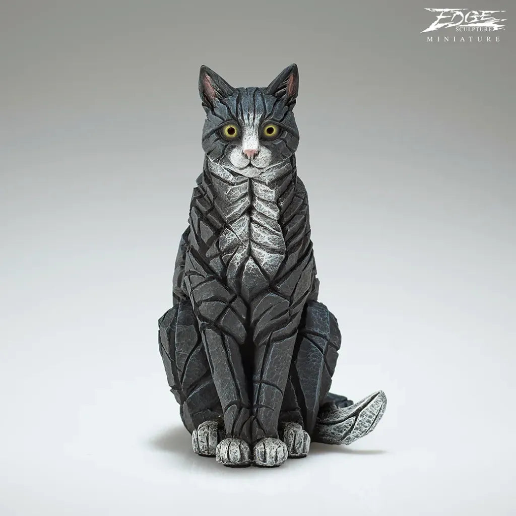 Miniature Sitting Cat (Black and White)