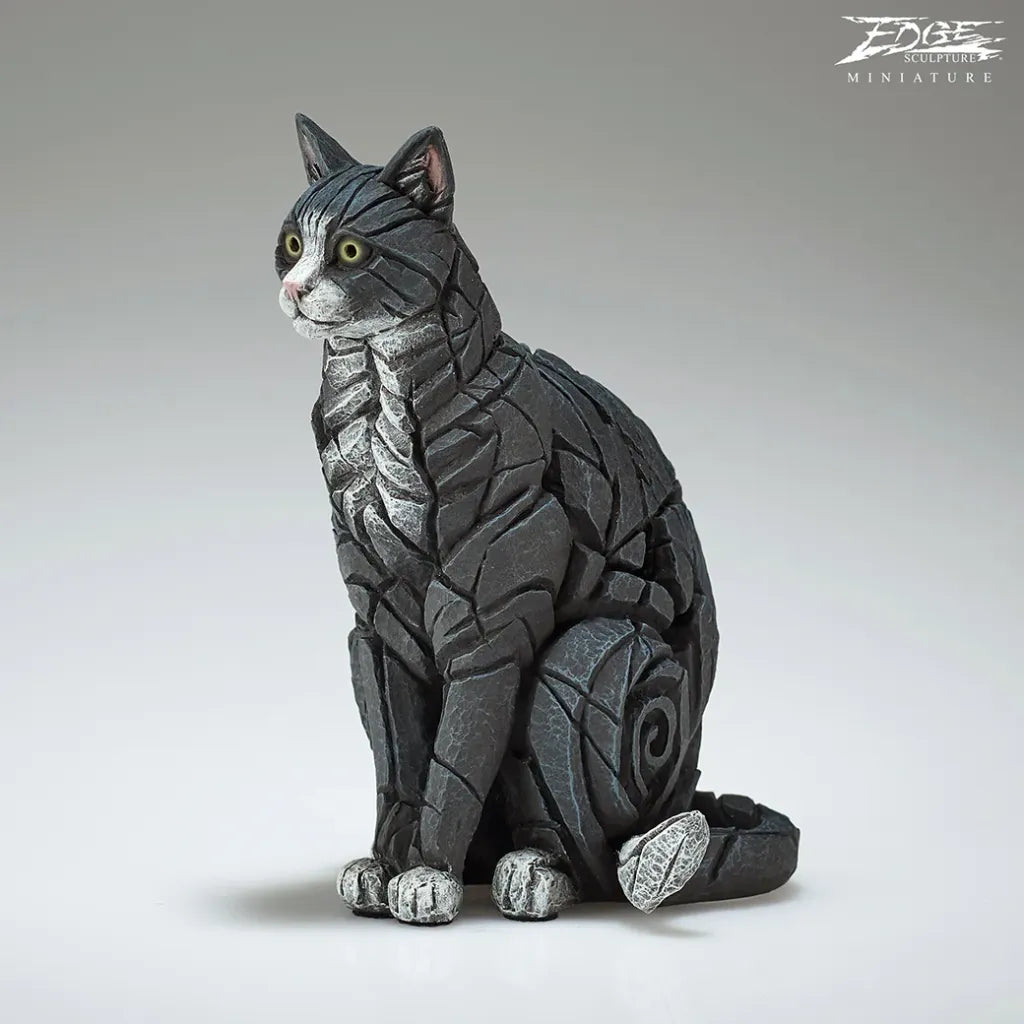 Miniature Sitting Cat (Black and White)