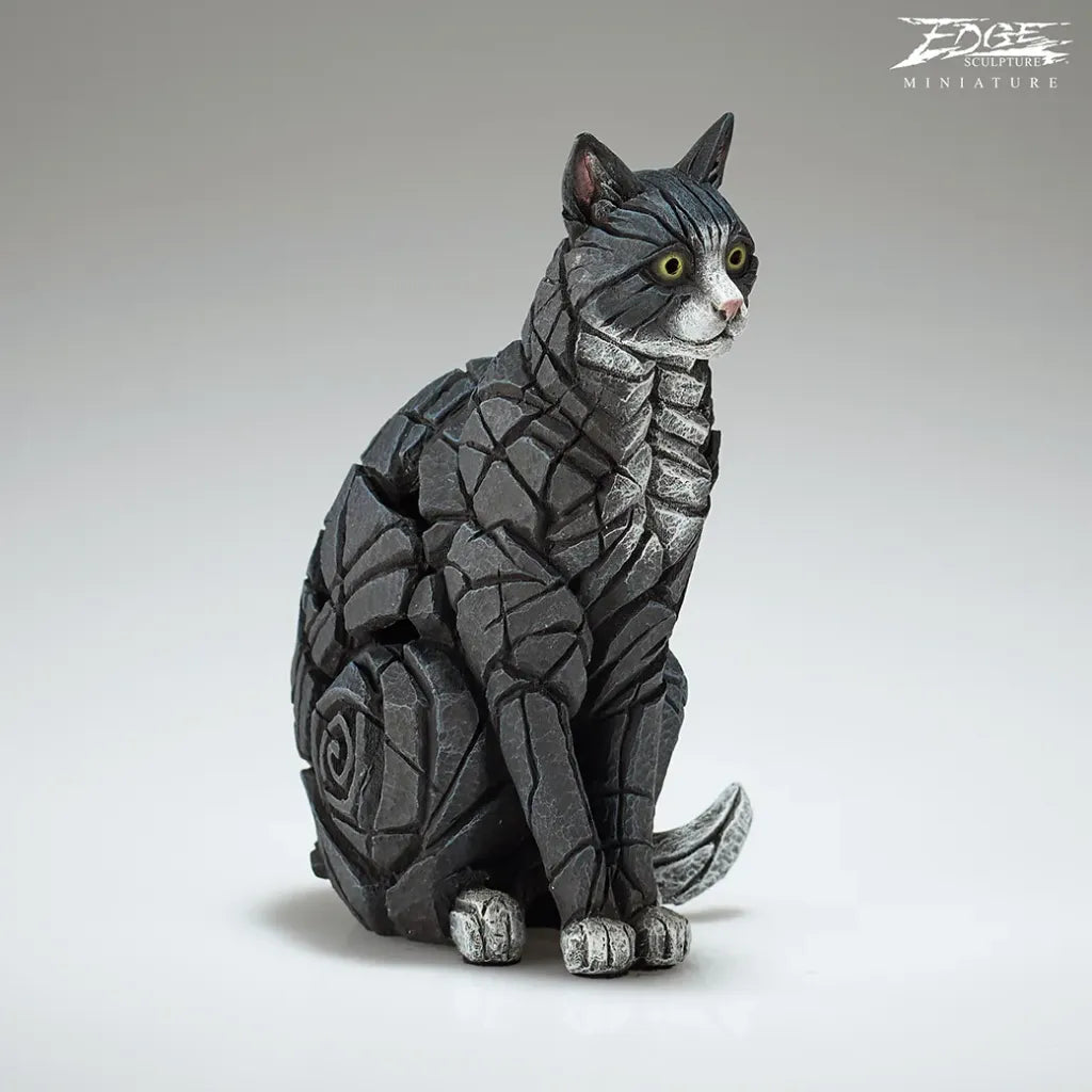 Miniature Sitting Cat (Black and White)