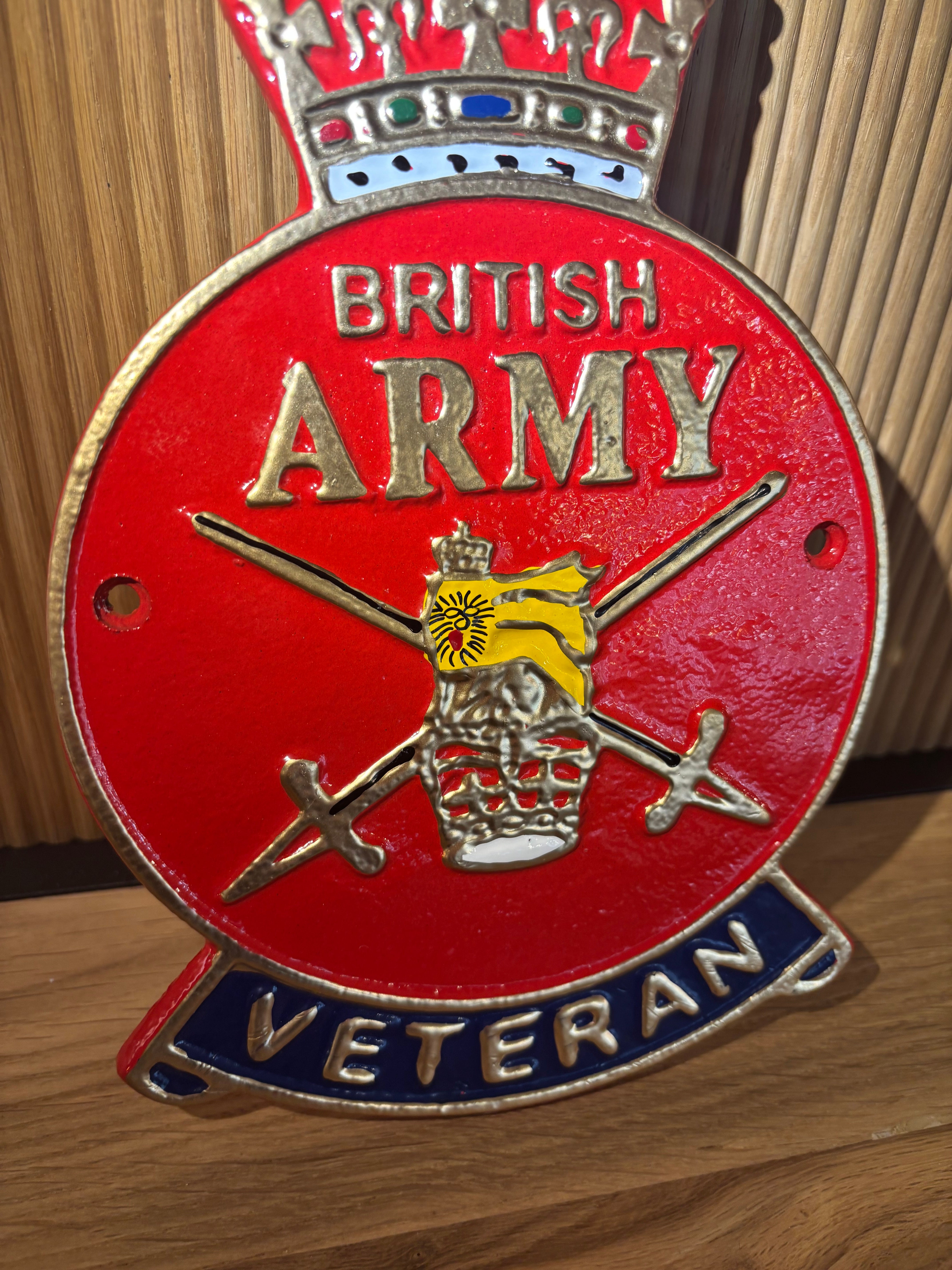 British Army Veteran Plaque Cast Aluminium