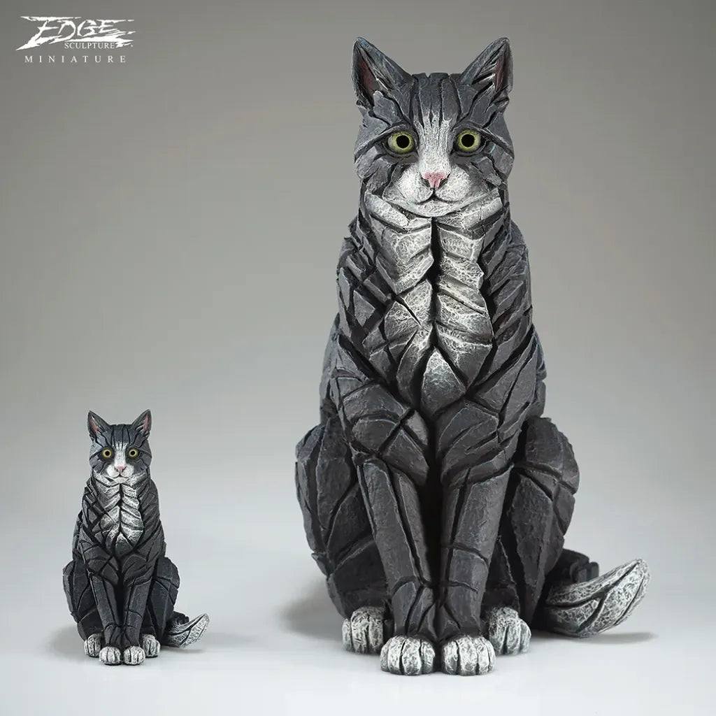 Miniature Sitting Cat (Black and White)