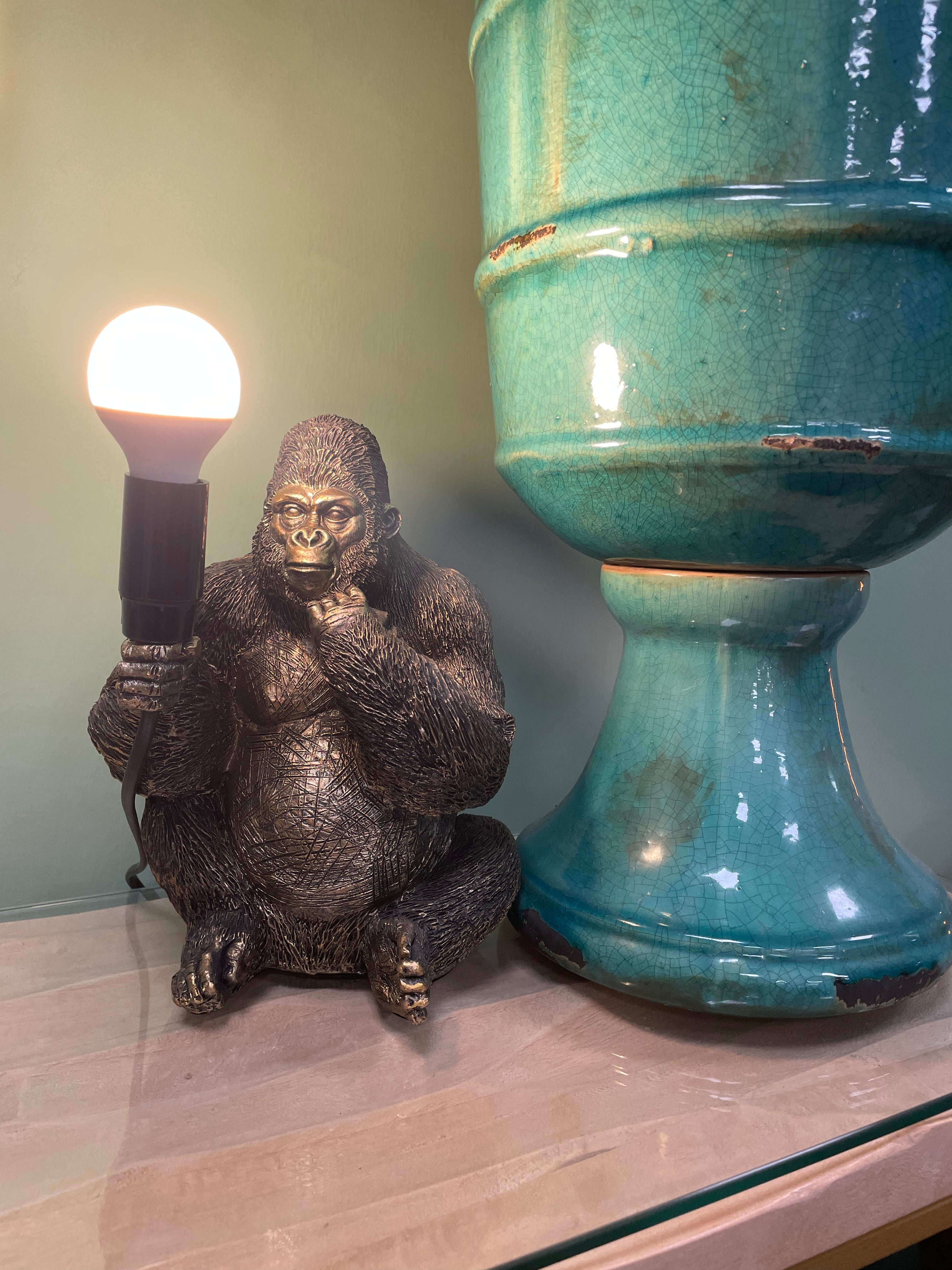 Gorilla Holding a Bulb