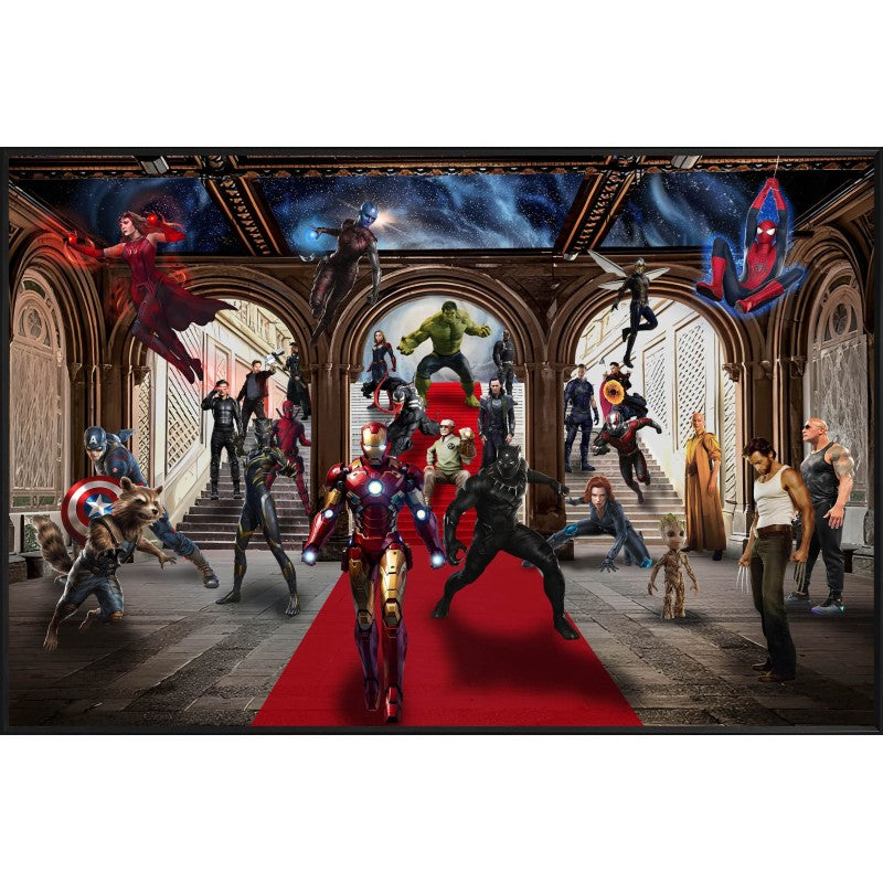 'Superheroes Assembled' - Framed Glass Artwork