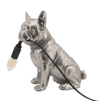 Silver French Bull Dog lamp