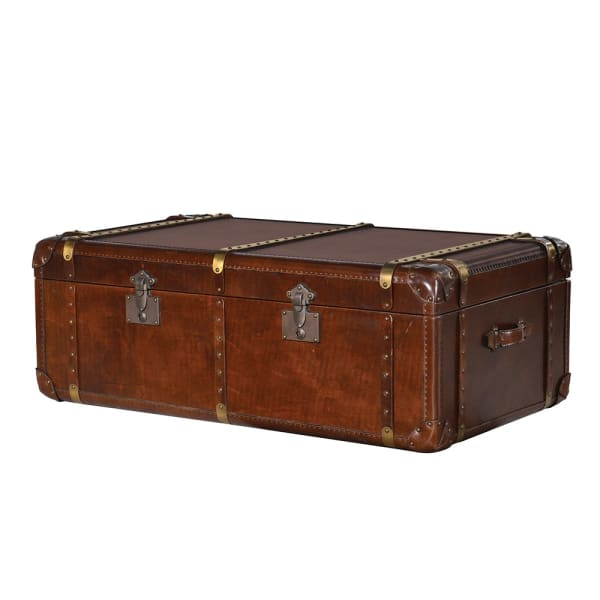 Luxury Leather Steamer Trunk Coffee Table