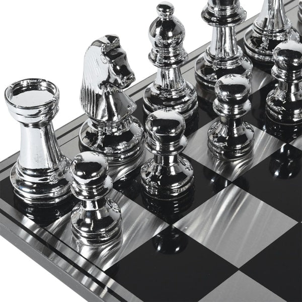 Oversized Silver and Gold Chess Set