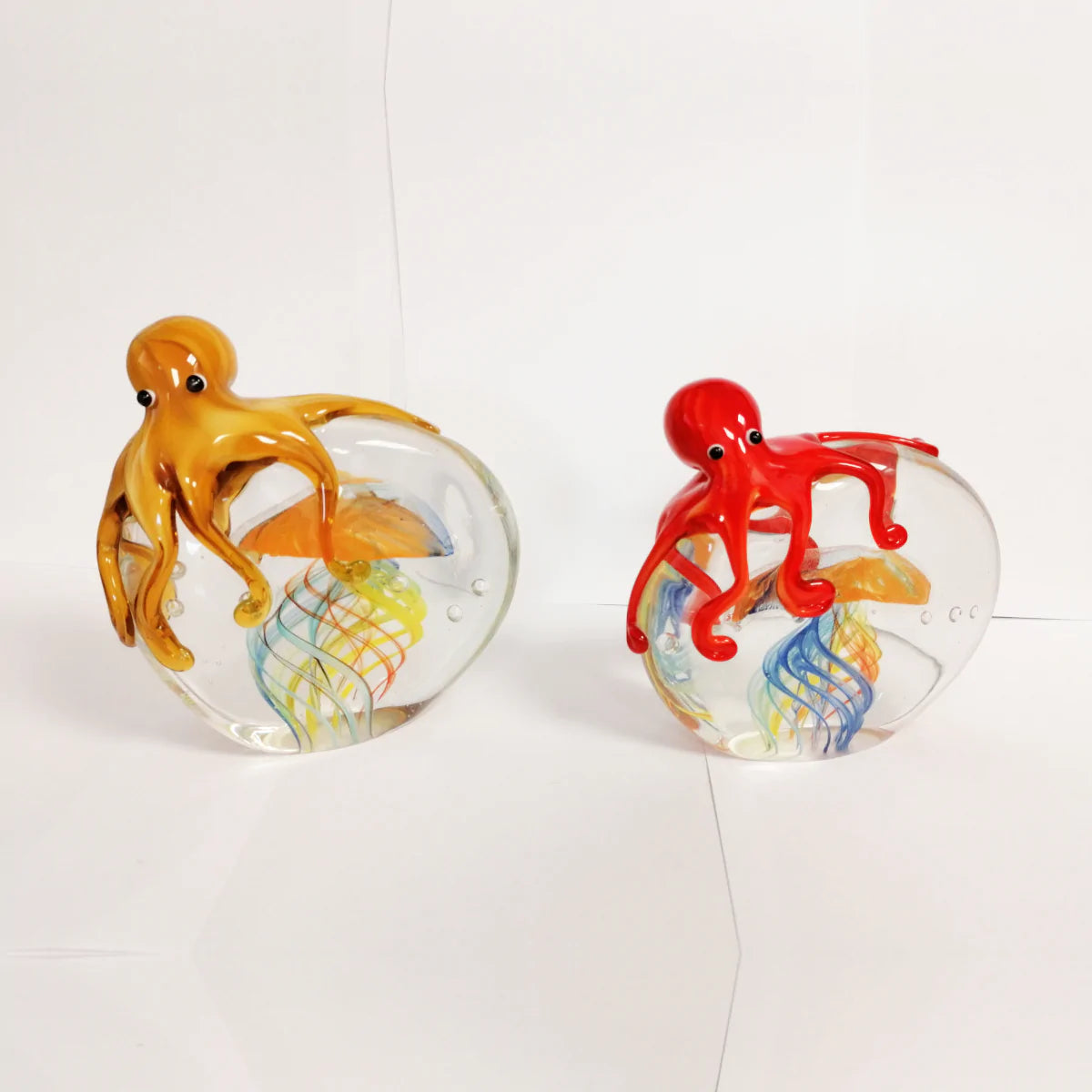 Red octopus and jellyfish paperweight