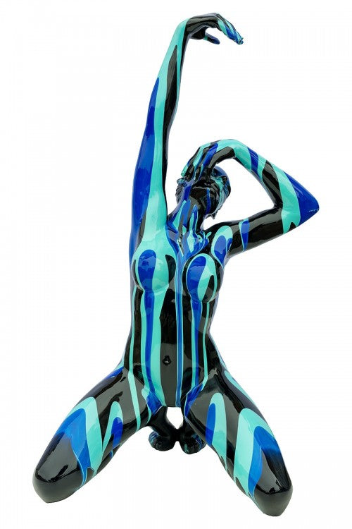 Black and Blue Lady Sculpture - Raised Arm