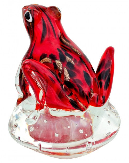 Red Jungle Frog Glass Paperweight