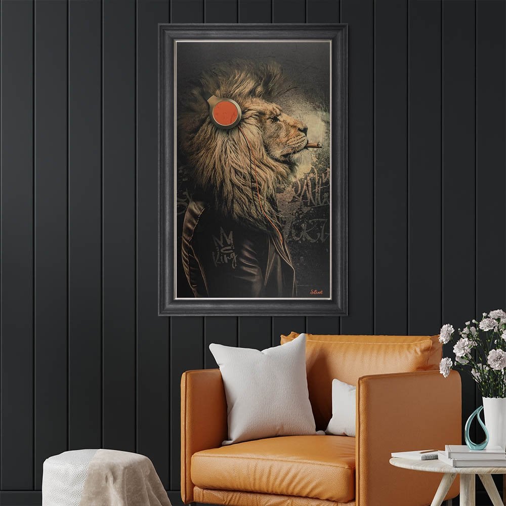 HEADPHONE LION FRAMED WALL ART