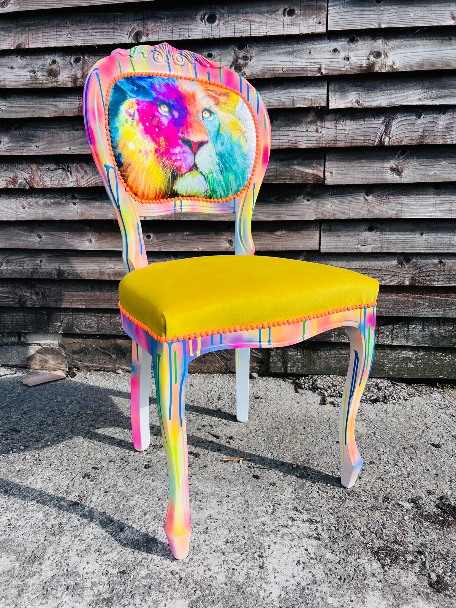 Yellow Lion Graffiti Chair